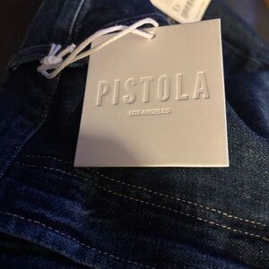 pistola dark blue wide leg denim jeans